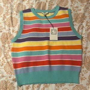 HTML sweater vest; colorful; brand new; size medium